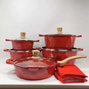 Enamel Cookware Wooden Handles Set