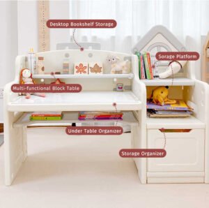 MIGO BEAR Kids Plastic Study Desk Set