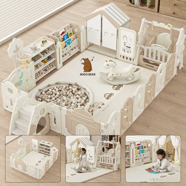 MIGO Bear Foldable Kids Playpen Set