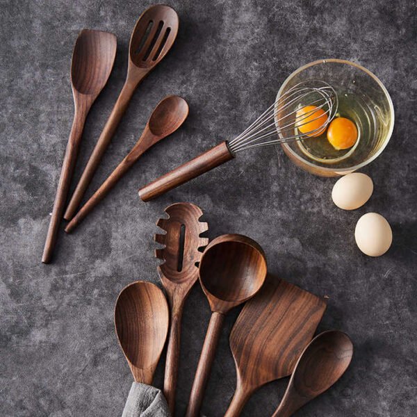Elegant Wooden Kitchen Utensil Set