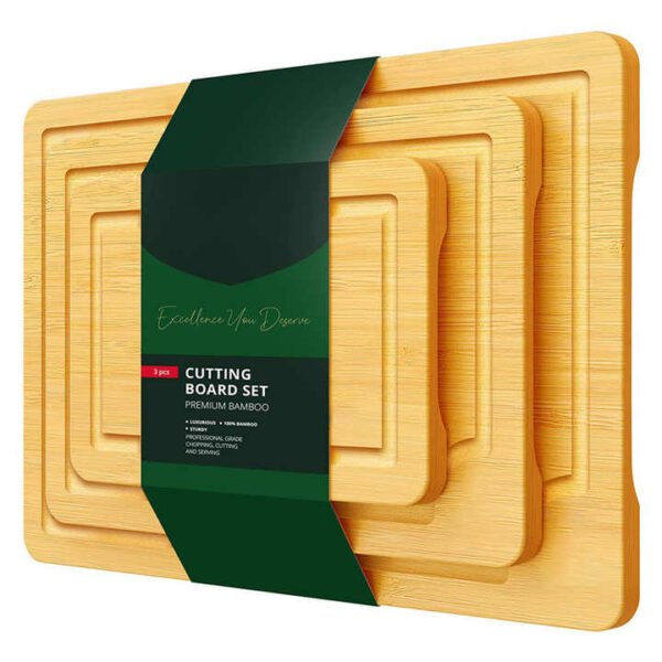 Bamboo Cutting Boards with Groove Set