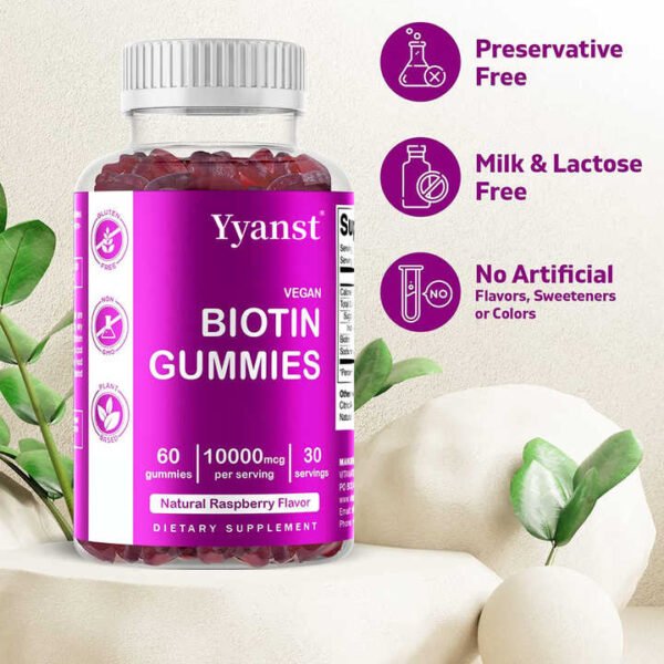 Raspberry Biotin Gummies Hair Nails