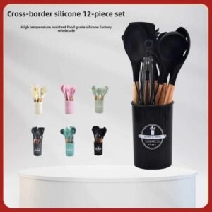 Pink Silicone Kitchen Utensil Set