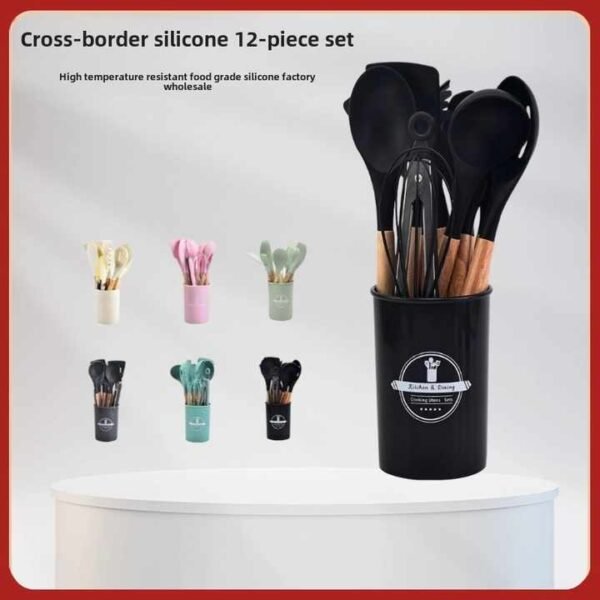 Pink Silicone Kitchen Utensil Set