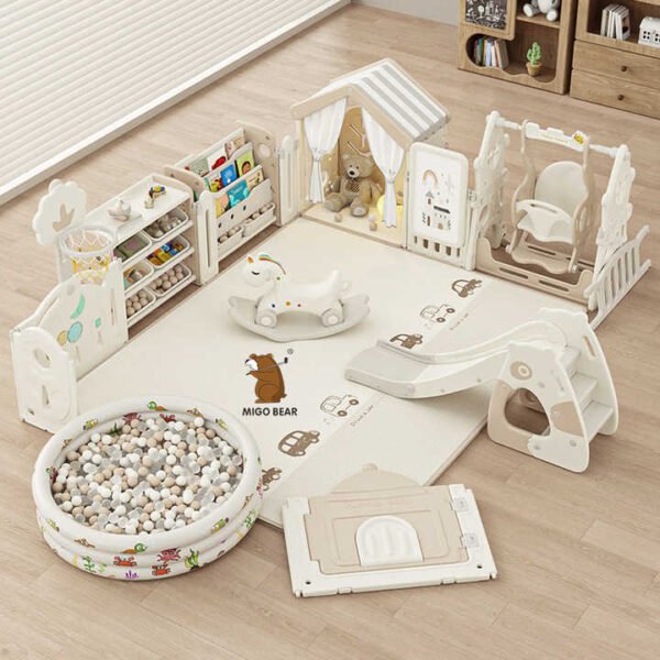 MIGO Bear Foldable Kids Playpen Set