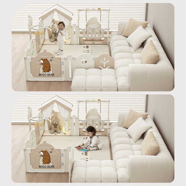 MIGO Bear Foldable Kids Playpen Set