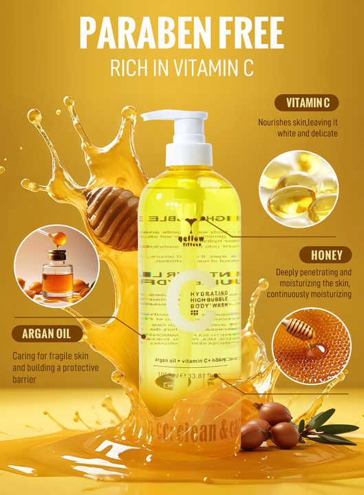 Factory Honey Vitamin C Organic Shower Gel Cleaning Exfoliation High Bubble Body Wash Liquid Private Label