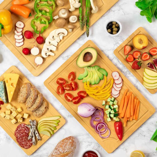 Bamboo Cutting Boards with Groove Set