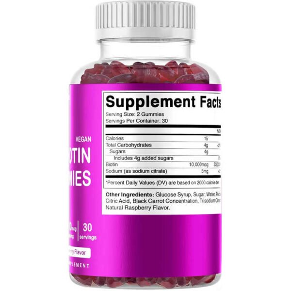 Raspberry Biotin Gummies Hair Nails