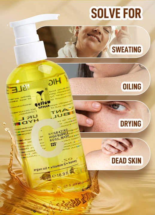 Factory Honey Vitamin C Organic Shower Gel Cleaning Exfoliation High Bubble Body Wash Liquid Private Label
